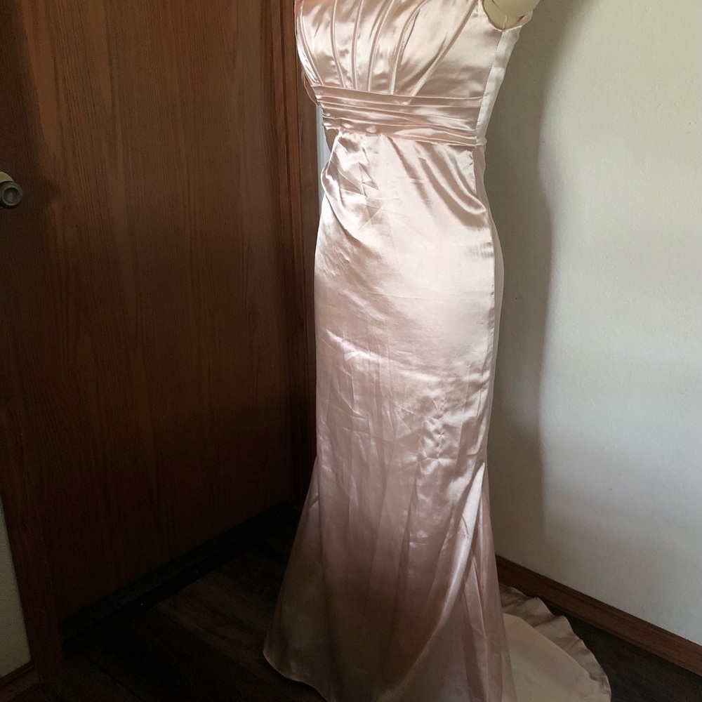 Elegant Blush Satin Evening Gown